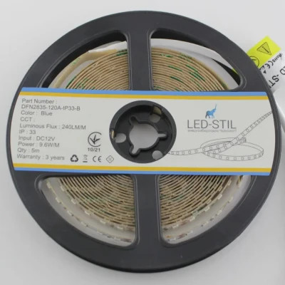 Світлодіодна стрічка LED-STIL 9,6 Вт/м 2835 120 діодів IP33 12 Вольт 130 lm СИНІЙ колір свічення (DFN2835-120A-IP33-B)