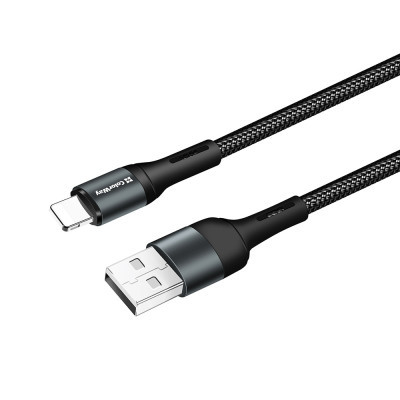 Дата кабель USB 2.0 AM to Lightning 1.0m nylon black ColorWay (CW-CBUL045-BK)