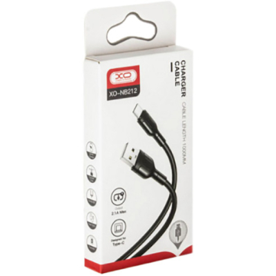 Дата кабель USB 2.0 AM to Type-C 1.0m NB212 2.1A Black XO (XO-NB212c-BK)