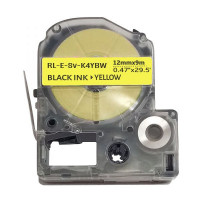 Стрічка для принтера етикеток UKRMARK RL-E-Sv-K4YBW-BK/YE, аналог LK4YBW. підвищеної адгезії. 12 м (CELK4YBW)
