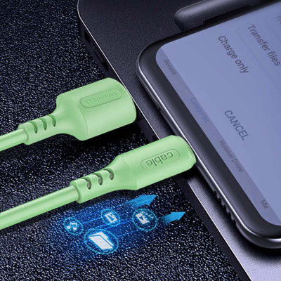 Дата кабель USB 2.0 AM to Micro 5P 1.0m soft silicone green ColorWay (CW-CBUM042-GR)