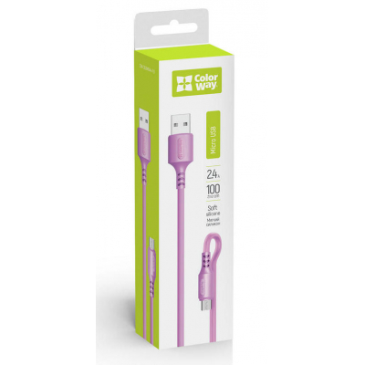 Дата кабель USB 2.0 AM to Micro 5P 1.0m soft silicone violet ColorWay (CW-CBUM044-PU)