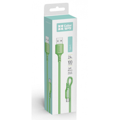 Дата кабель USB 2.0 AM to Type-C 1.0m soft silicone green ColorWay (CW-CBUC042-GR)