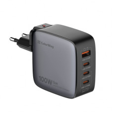 Зарядний пристрій ColorWay Power Delivery GaN (USB-A + 3USB TYPE-C) (100W) (CW-CHS047PD-BK)