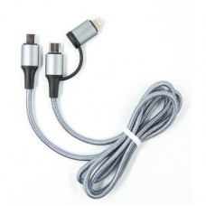 Дата кабель USB-C to USB-C/Lightning 1.0m gray Dengos (NTK-TC-TCL-GREY)