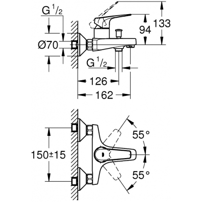 Змішувач Grohe BauFlow д/ванни (23601000)