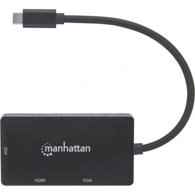 Концентратор Intracom USB3.1 Type-C to HDMI/DVI-I/VGA Black Manhattan (152983)