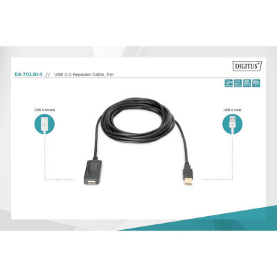 Дата кабель USB 2.0 AM/AF 5.0m active Assmann (DA-70130-4)