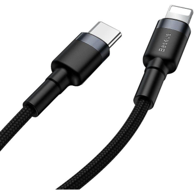 Дата кабель USB-C to Lightning 1.0m 18W 2.1A Cafule Black-Grey Baseus (CATLKLF-G1)