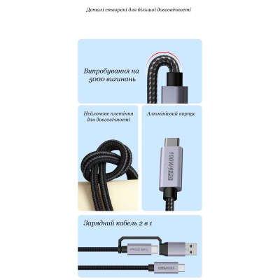 Дата кабель USB-C to USB-C 2.0m USB 3.2 Pulsing Fast Charging 100W XoKo (XK-SC-3-100W)