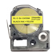 Стрічка для принтера етикеток UKRMARK E-Sv-C4YBW, 12ммх 8м, black on yellow, сумісна з LC4YBW (CELС4YBW)