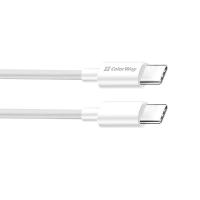 Дата кабель USB-C to USB-C 1.0m 3A 60W white ColorWay (CW-CBPDCC055-WT)