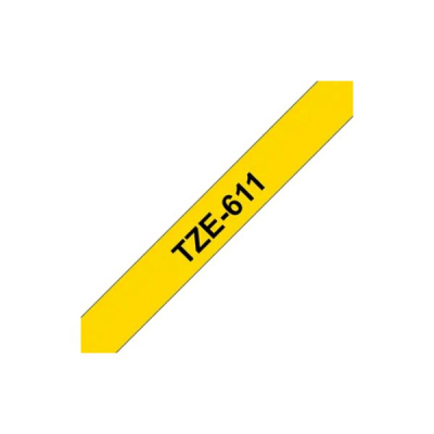 Стрічка для принтера етикеток UKRMARK B-T611P, 6мм х 8м, black on yellow, совместимая с TZe611, ламинированная (CBTZ611)