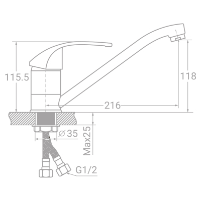 Змішувач TAU SL-1B243C (9840110)