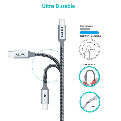 Дата кабель USB-C to USB-C 1.8m USB 3.1 PD100W Choetech (XCC-1002)