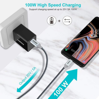 Дата кабель USB-C to USB-C 1.8m USB 3.1 PD100W Choetech (XCC-1002)