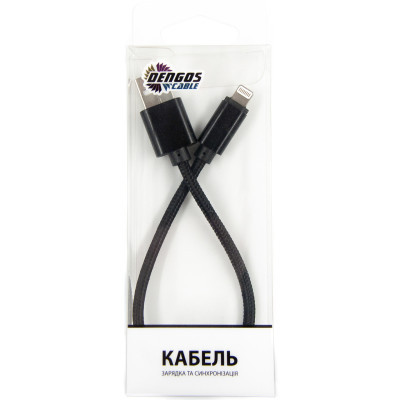 Дата кабель USB 2.0 AM to Lightning 0.2m black Dengos (NTK-L-SHRT-BLACK)