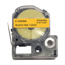 Стрічка для принтера етикеток UKRMARK E-C4KBM, 12мм х 8м, black on gold, совместима с LC4KBM (CELC4KBM)