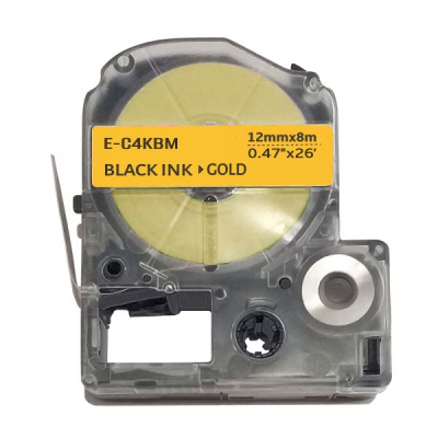 Стрічка для принтера етикеток UKRMARK E-C4KBM, 12мм х 8м, black on gold, совместима с LC4KBM (CELC4KBM)
