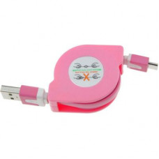Дата кабель USB 2.0 AM to Micro 5P 1.0m TKX-66 Flat Pink Toto (F_57475)
