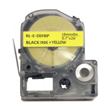 Стрічка для принтера етикеток UKRMARK E-C5YBP, 18мм х 8м, black on yellow, совместима с LC5YBP (CELC5YBP)