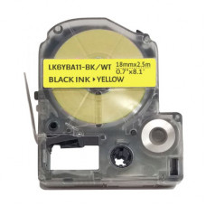 Стрічка для принтера етикеток UKRMARK термоусадочная трубка 18мм х 2,5м, black on yellow, совместимая с LK6YBA11, (LK6YBA11)