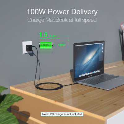 Дата кабель USB-С to USB-С 2.0m 100W 4K60Hz USB3.1 GEN2 Choetech (XCC-1007-V2-BK)