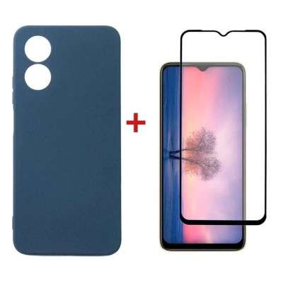 Чохол до мобільного телефона Dengos Kit for OPPO A17 case + glass (Blue) (DG-KM-01)