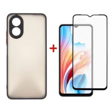 Чохол до мобільного телефона Dengos Kit for OPPO A38 case + glass (Black) (DG-KM-05)
