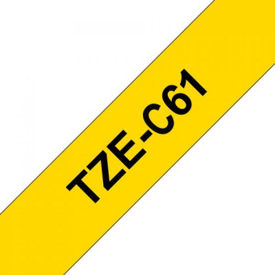 Стрічка для принтера етикеток UKRMARK B-Fc-TC61P-BK/YE, аналог TZeC61, флуорисцентна, 36 мм х 8 м, black on yellow (00786)