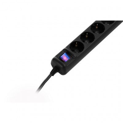 Мережевий подовжувач 2E 5XSchuko з вимикачем, 5м, black (2E-U05ES15M5BK)