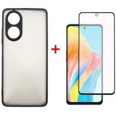 Чохол до мобільного телефона Dengos Kit for OPPO A58 4G case + glass (Black) (DG-KM-36)