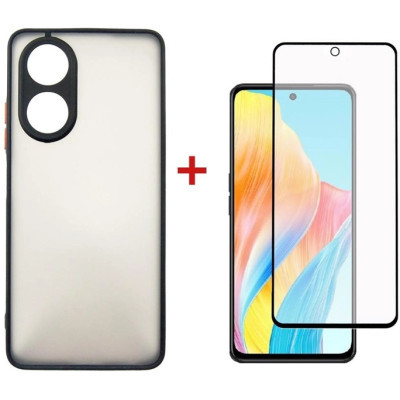 Чохол до мобільного телефона Dengos Kit for OPPO A58 4G case + glass (Black) (DG-KM-36)