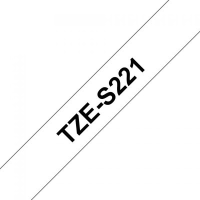 Стрічка для принтера етикеток UKRMARK B-S-T221P, надклейка, 9мм х 8м, black on white, аналог TZeS221 (00605)