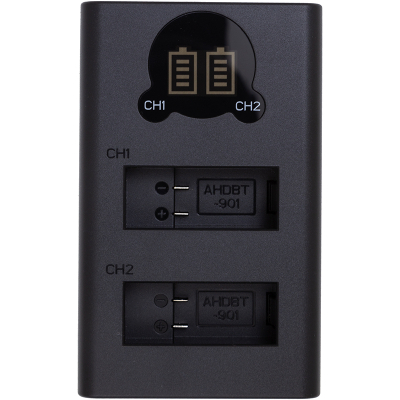 Зарядний пристрій для фото PowerPlant GoPro DL-AHDBT901 with display 2 slots (CH980352)