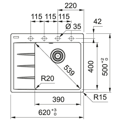 Мийка кухонна Franke Centro CNG 611-62 TL (114.0630.451)