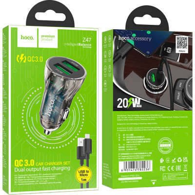 Зарядний пристрій HOCO Z47 Transparent Discovery Edition 2xUSB Black (6931474782236)