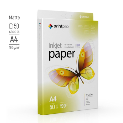 Фотопапір PrintPro A4 Matt 190г, 50ст. (PME190050A4)