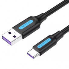 Дата кабель USB 2.0 AM to Type-C 0.5m 5.0A (25W) PVC black Vention (CORBD)