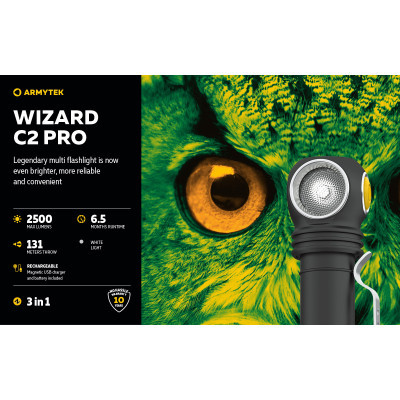 Ліхтар Armytek Wizard C2 Pro Marnet USB White (F08701C)