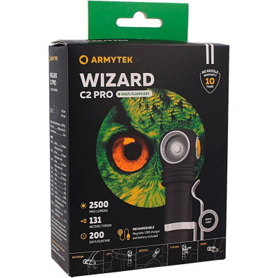 Ліхтар Armytek Wizard C2 Pro Marnet USB White (F08701C)