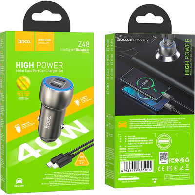 Зарядний пристрій HOCO Z48 Tough Type-С/Type-C Metal Gray (6931474795014)