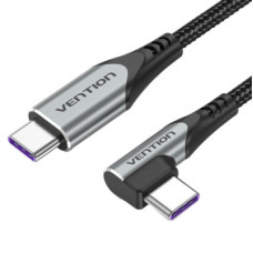 Дата кабель USB-C to USB-C 0.5m USB2.0 60W (20V/3A) angle 90° Gray Aluminum Alloy Vention (TRAHD)