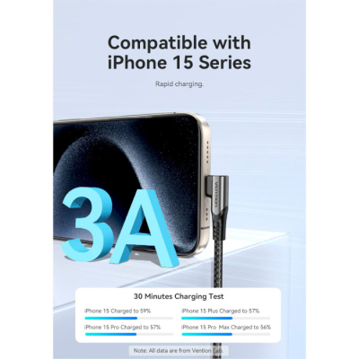 Дата кабель USB-C to USB-C 0.5m USB2.0 60W (20V/3A) angle 90° Gray Aluminum Alloy Vention (TRAHD)