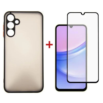 Чохол до мобільного телефона Dengos Kit for Samsung Galaxy A15 case + glass (Black) (DG-KM-69)
