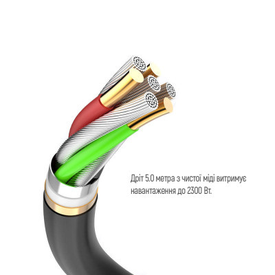 Мережевий фільтр живлення ColorWay CW-CHE435PDB, 4 розетки/3USB 5M (CW-CHE435PDB)