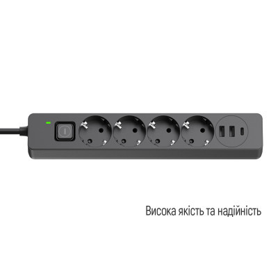 Мережевий фільтр живлення ColorWay CW-CHE435PDB, 4 розетки/3USB 5M (CW-CHE435PDB)