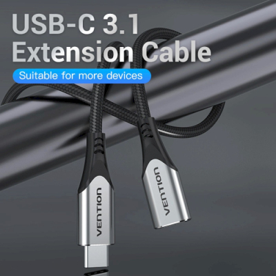 Дата кабель USB-C 3.1 M/F 1.0m 60W (20V/3A) 4K60HZ Thunderbolt 3 Vention (TABHF)