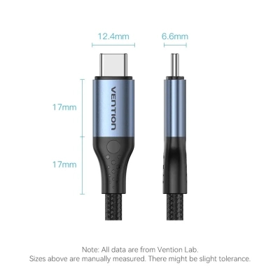Дата кабель USB-C to USB-C 1.0m USB4.0 240W (50V/5A) 8K60Hz Thunderbolt 4 Gray Aluminum Alloy Vention (TAVHF)