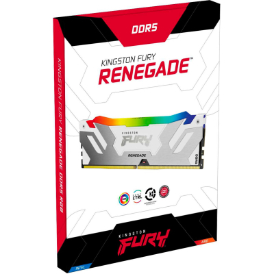 Модуль пам'яті для комп'ютера DDR5 16GB 7600 MHz Renegade RGB White XMP Kingston Fury (ex.HyperX) (KF576C38RWA-16)